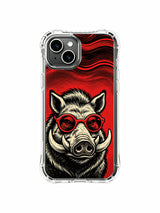 Red-wave boar in a vintage print style artwork on an iPhone 13 case