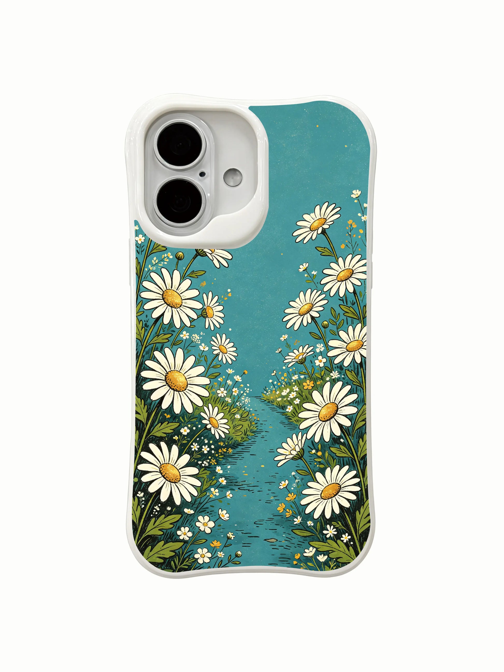 PhoneCasing exclusive artist collab iPhone 16 Plus Case, unique limited edition art of the Fairy Daisy Path.