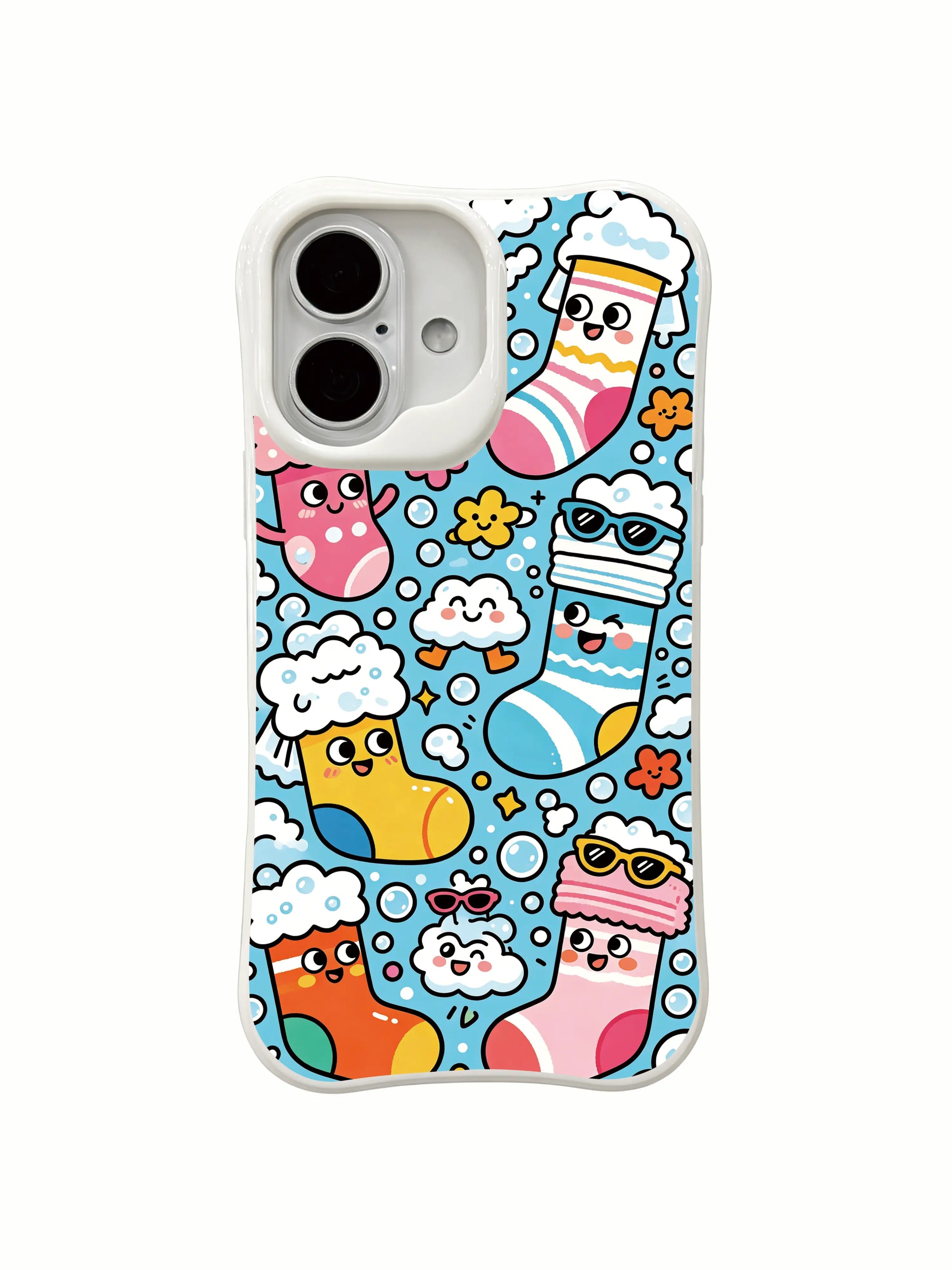 PhoneCasing exclusive artist collab iPhone 16 Plus Case, creative Sock Monster Escape Day limited edition art case.