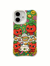PhoneCasing exclusive artist collab iPhone 16 Plus Case, unique limited edition art of tomato alien tea time.