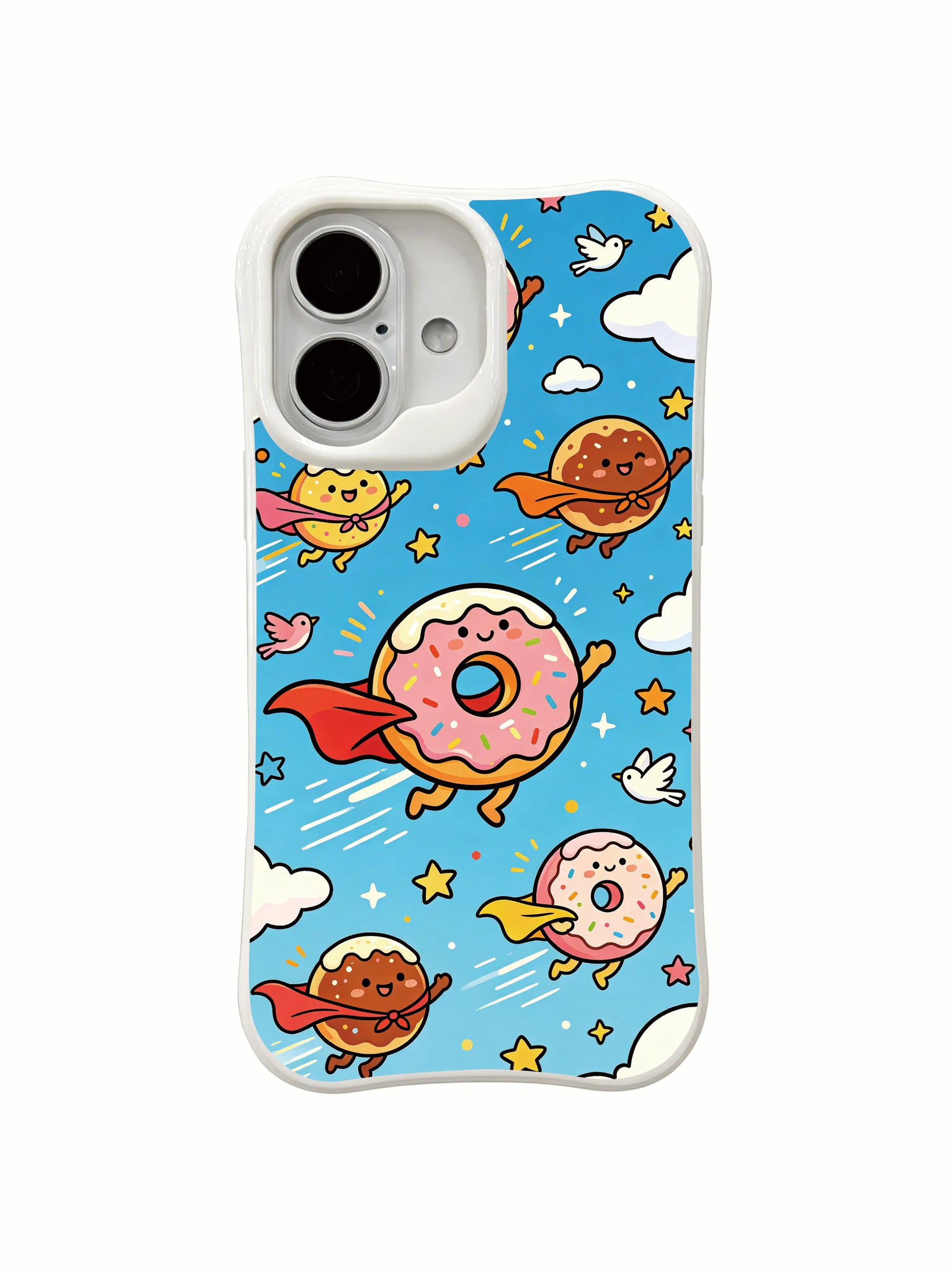 PhoneCasing exclusive artist collab iPhone 16 Plus Case, unique limited edition art of the Donut Flying Club.
