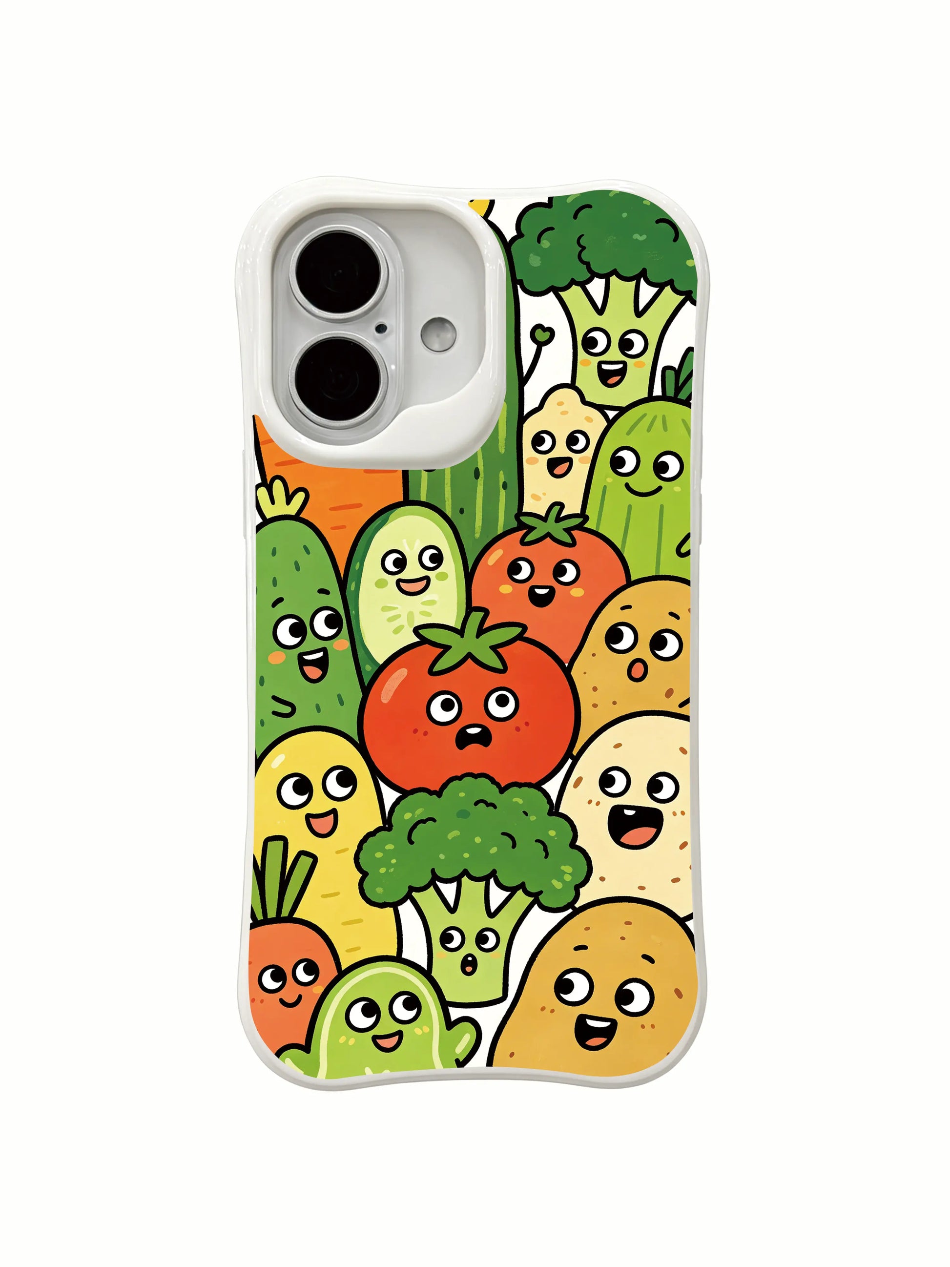 PhoneCasing exclusive artist collab iPhone 16 Plus Case, unique limited edition art of the Happy Vegetable Meeting.