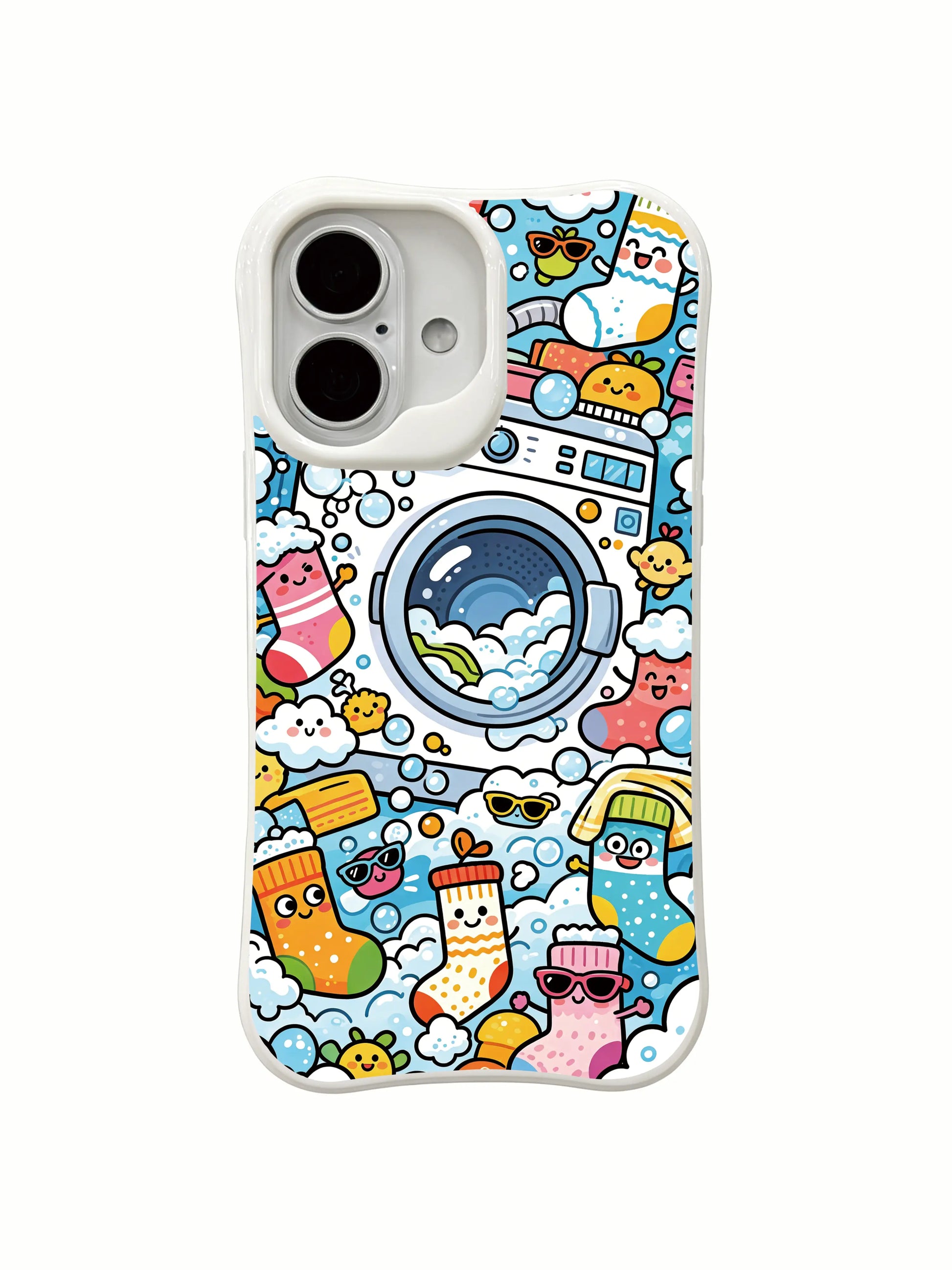 PhoneCasing artist designed iPhone 16 Plus Case, one-of-a-kind Sock Monster Escape Day illustration.