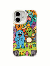 Monster music festival illustration on an iPhone 16 Plus case