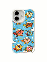 PhoneCasing artist designed iPhone 16 Plus Case, one-of-a-kind illustration of the flying donut superheroes.