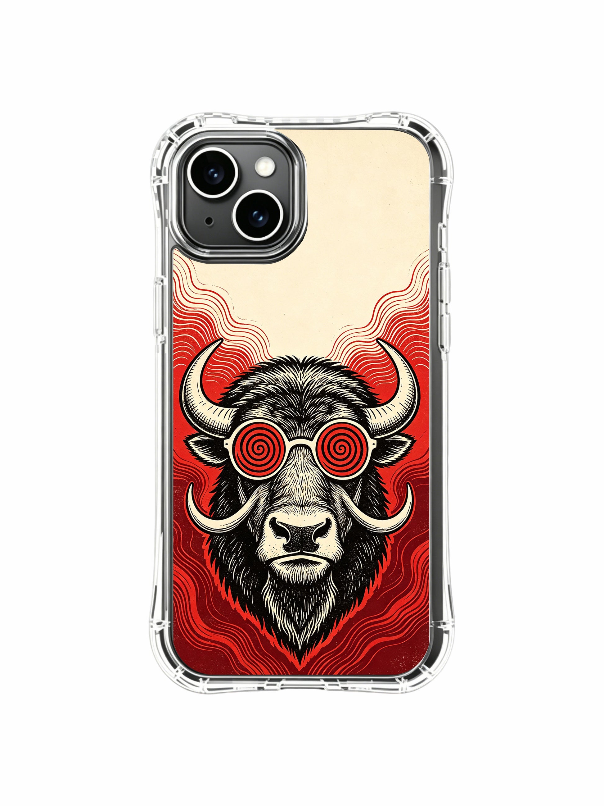 Bespoke fine art inspired buffalo design by Rufus Vale on PhoneCasing iPhone 13 Case, exclusive limited collab premium art case shipped directly from California.