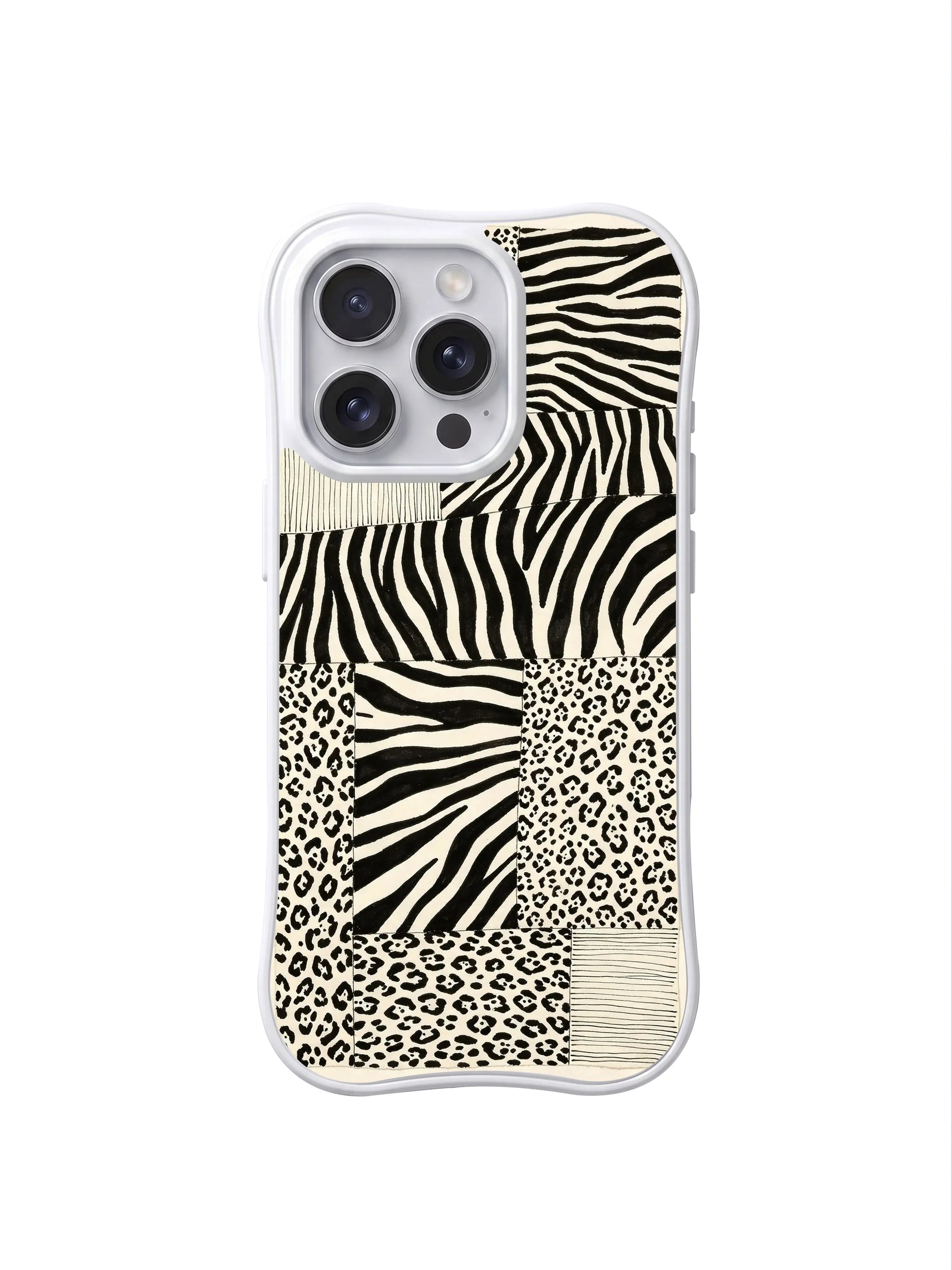PhoneCasing best iPhone 15 pro max case for bold minimalist style, hand-drawn black white beast order design, sharp modern artistic phone casing.
