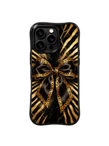 PhoneCasing best iPhone 15 pro max case for professional formal style, hand-drawn black gold jungle ribbon design, elevated artistic phone casing.