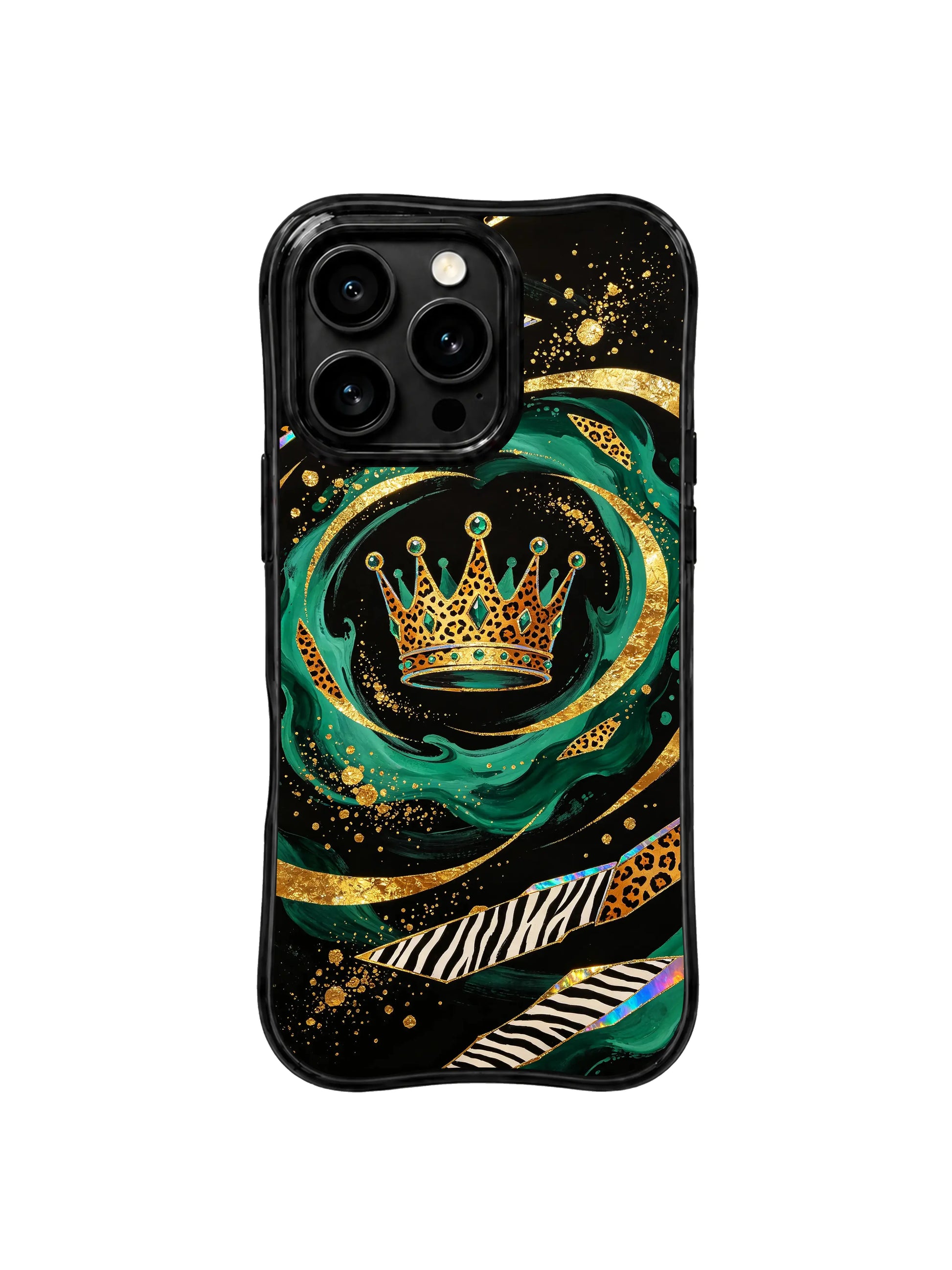 PhoneCasing best iPhone 15 pro max case for regal luxury style, hand-drawn wild crown design, elevated artistic phone casing.