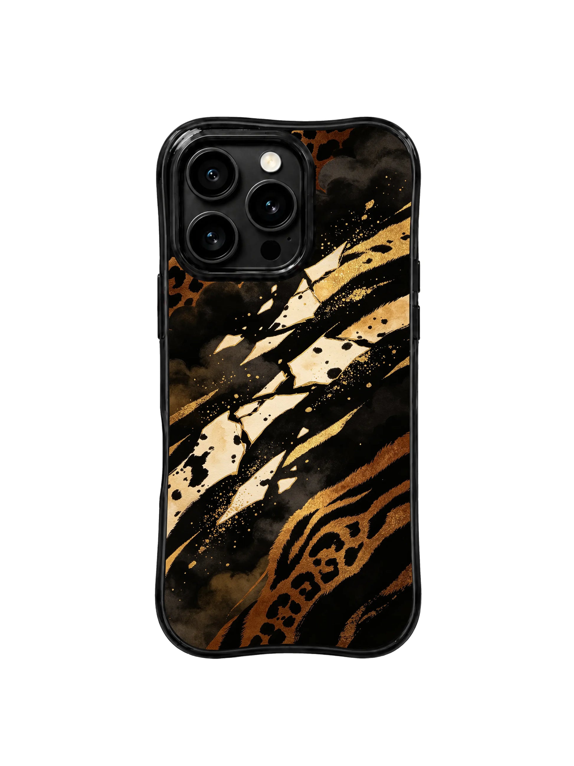 PhoneCasing best iPhone 15 pro max case for understated mature style, hand-drawn black panther velvet hidden print, minimal artistic phone casing.