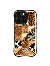 PhoneCasing best iPhone 15 pro max case for western vintage style, hand-drawn leopard patchwork design, unique artistic phone casing.