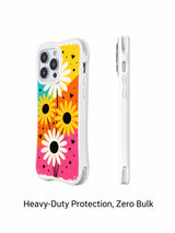 PhoneCasing iPhone 16 pro Case with scattered rock-style black dots and tiny doodle heart accents, part of Ruby Daze’s Candy Riot Daisies Collection, UV-printed wavy art casing.