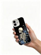 PhoneCasing vintage black wash Blue Bloom Night Voyage side rib floral iPhone 16 Case, limited-edition Morrigan Vale wearable art, MagSafe compatible slim scratch-proof iPhone 16 cover