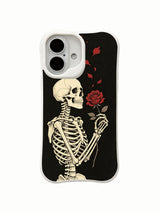 PhoneCasing vintage black wash Midnight Rose Letter skull floral iPhone 16 Case, limited-edition Morrigan Vale wearable art, MagSafe compatible slim scratch-proof iPhone 16 cover