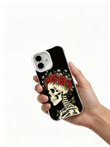 PhoneCasing vintage black wash Night Crown skull floral iPhone 16 Case, limited-edition Morrigan Vale wearable art, MagSafe compatible slim scratch-proof iPhone 16 cover