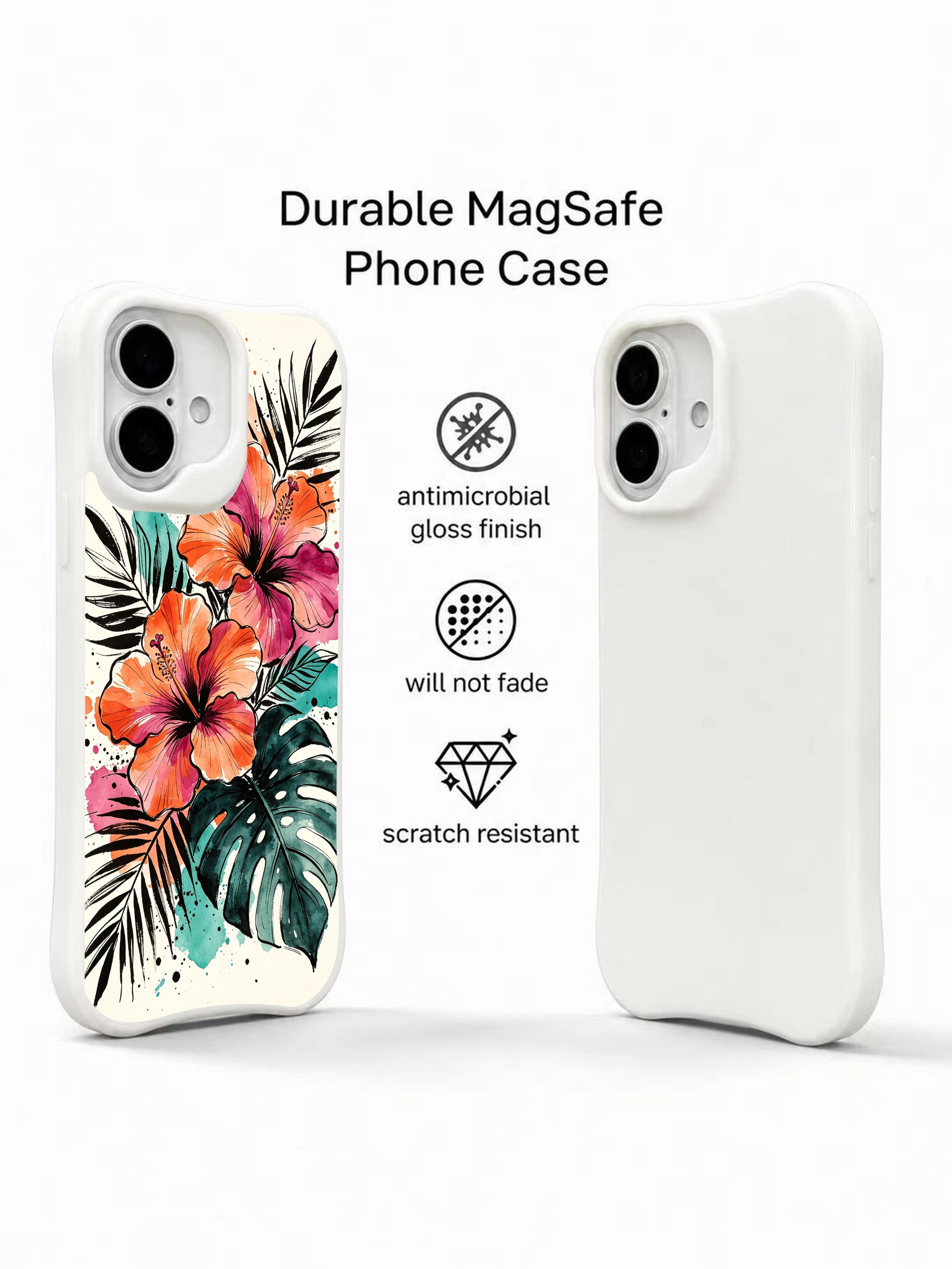 Bohemian tropical watercolor illustration iPhone 16 Case from PhoneCasing, premium artist artwork