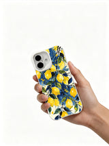 Bold-color lemon artwork on an iPhone 16 case