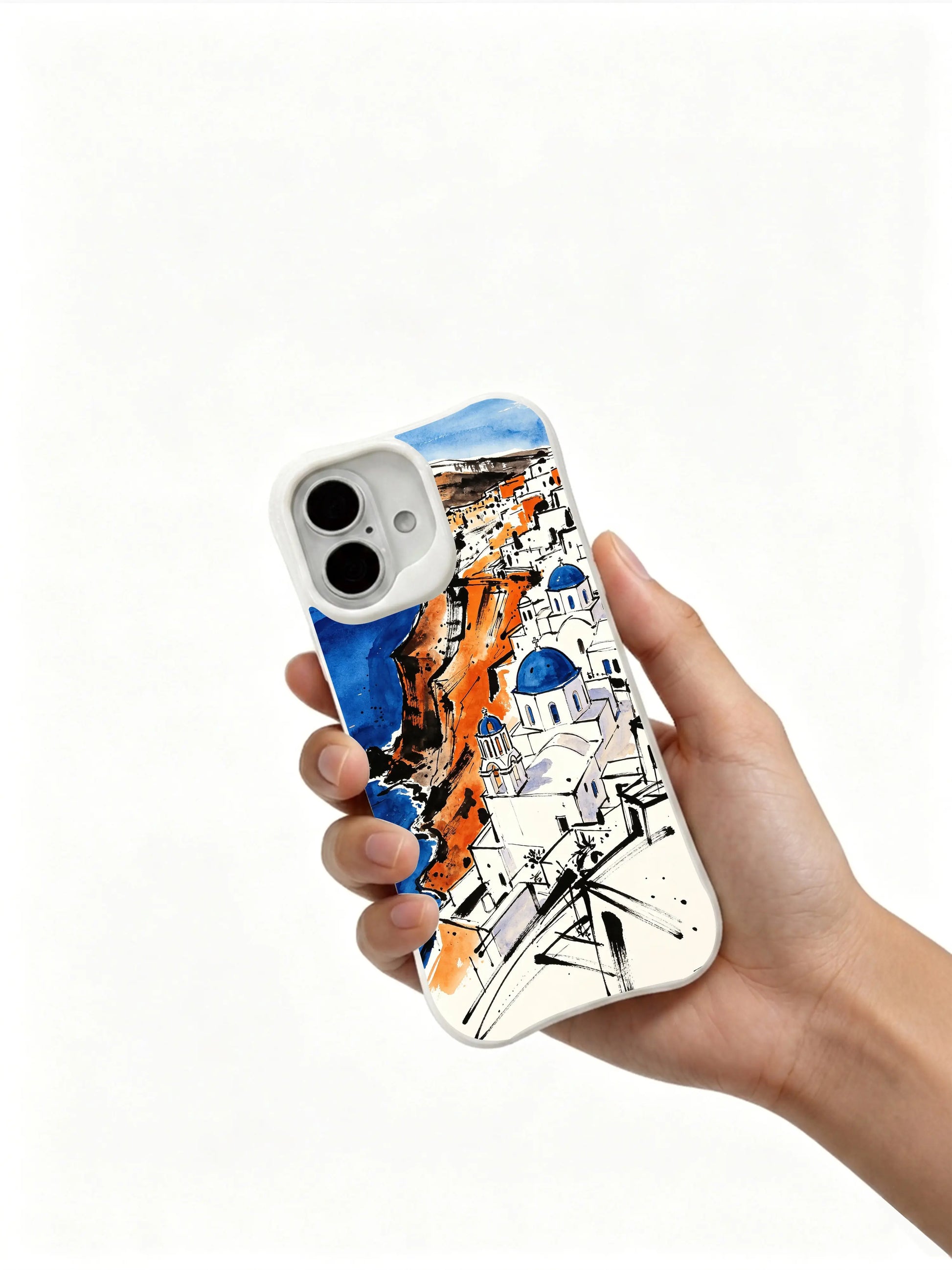 PhoneCasing bold line Santorini iPhone 16 Case, premium quality crafted in California
