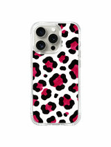 Unapologetic bright Berry Wild white leopard iPhone 14 Pro Case from PhoneCasing, bold feminine wild art gift for watercolor illustration and vibrant statement style lovers, original hand sketched pattern created by Roxy Wildhart
