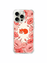 Botanical flowers and red fox on an iPhone 15 Pro Max case