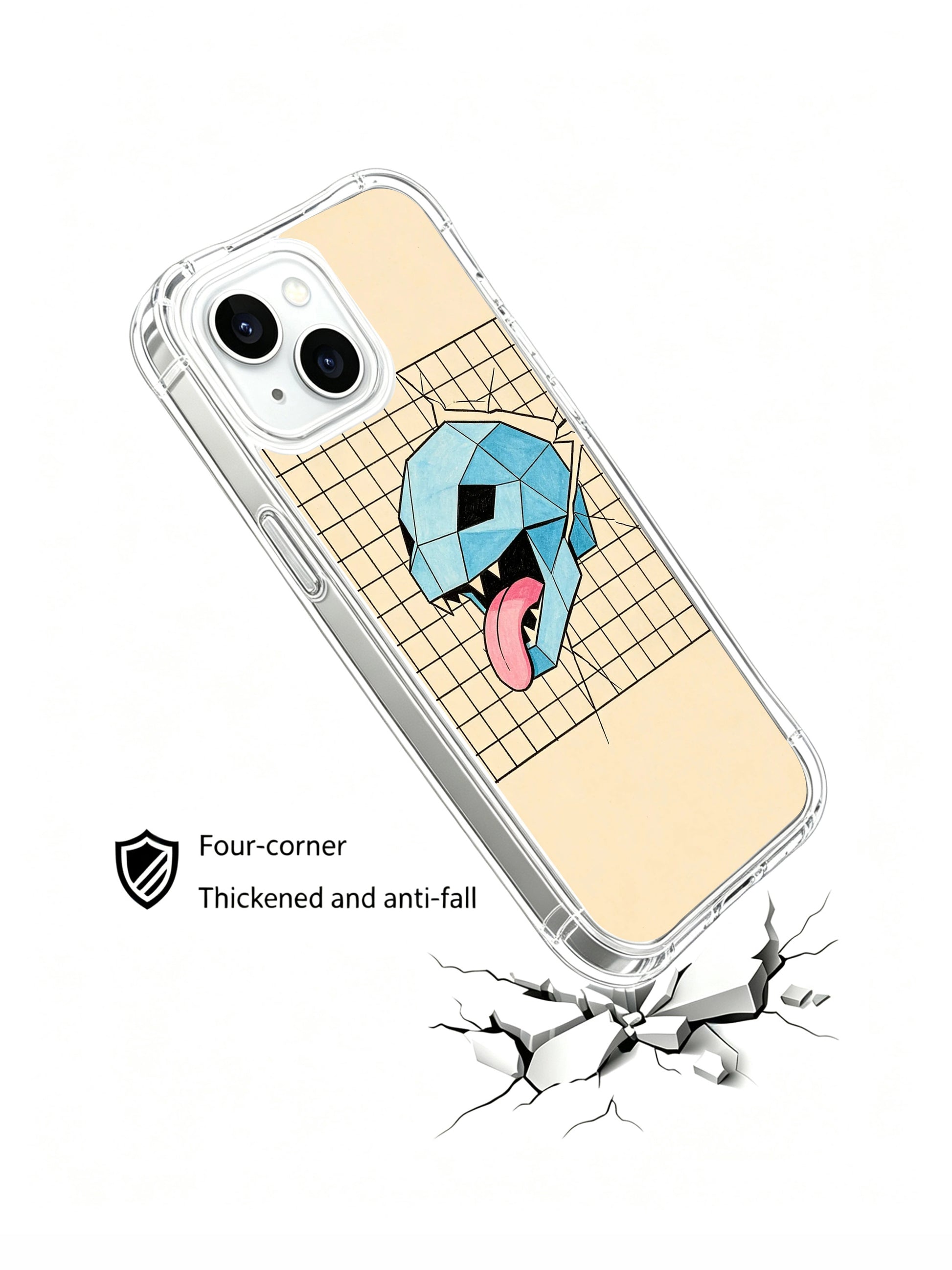 PhoneCasing Breaking Grid Graphic iPhone 15 plus Case, fade-resistant premium art print