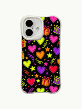 PhoneCasing bright gift joy iPhone 16 plus case, cheerful design inspired by late-night surprises and happy moments.