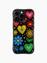 Noir Petal pattern içeren iPhone 13 Pro Max kılıfı