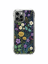 PhoneCasing iPhone 16 Pro Max Case with bright night wildflower art. Delicate meadow blooms, aesthetic case made in California.