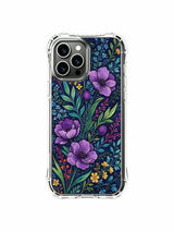 PhoneCasing iPhone 16 Pro Max Case with bright purple night art. Rich peonies and colorful flowers, aesthetic case made in California.