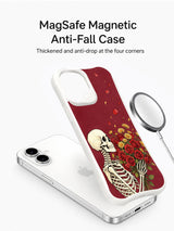 Burgundy aged texture backdrop on an iPhone 16 case