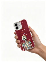 PhoneCasing vintage burgundy wash skeleton drifting petal iPhone 16 Case, limited-edition Morrigan Vale wearable art, MagSafe compatible slim fit scratch proof iPhone 16 cover