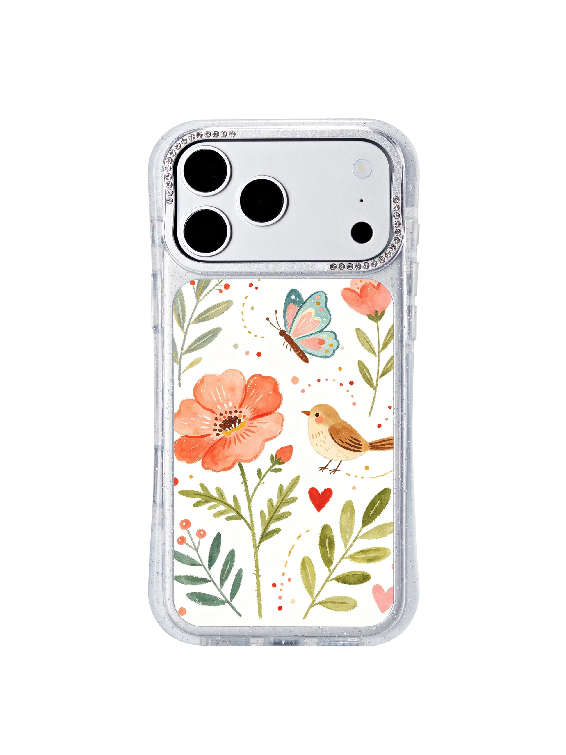 PhoneCasing exclusive artist collaboration iphone 17 pro Max case featuring Aurelia Finch’s Butterfly Love Letter folk illustration, a soft romantic wearable art design for daily use.