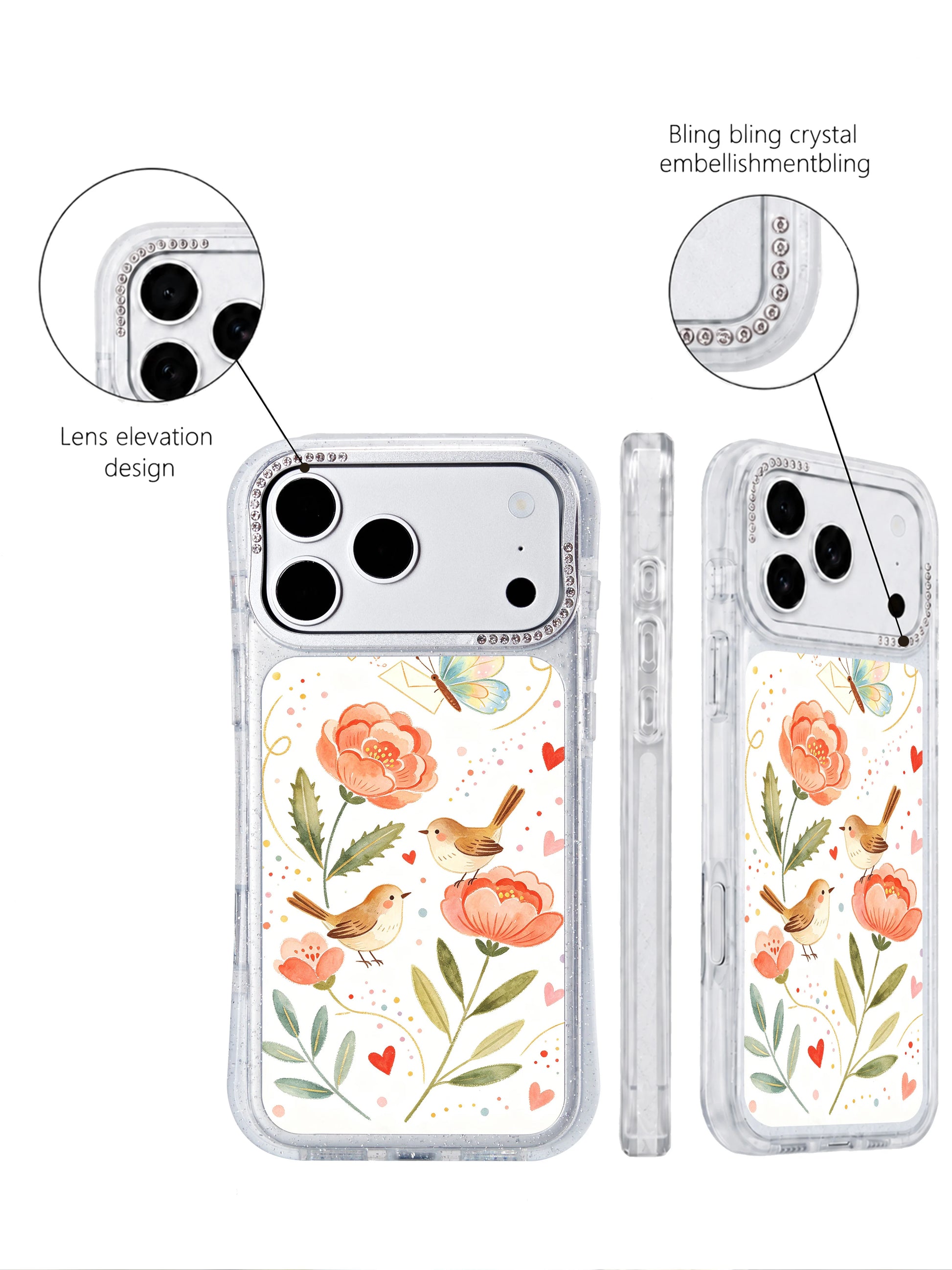 PhoneCasing fast US shipping iphone 17 pro Max case with Aurelia Finch’s Butterfly Love Letter print, printed and shipped from our California factory.