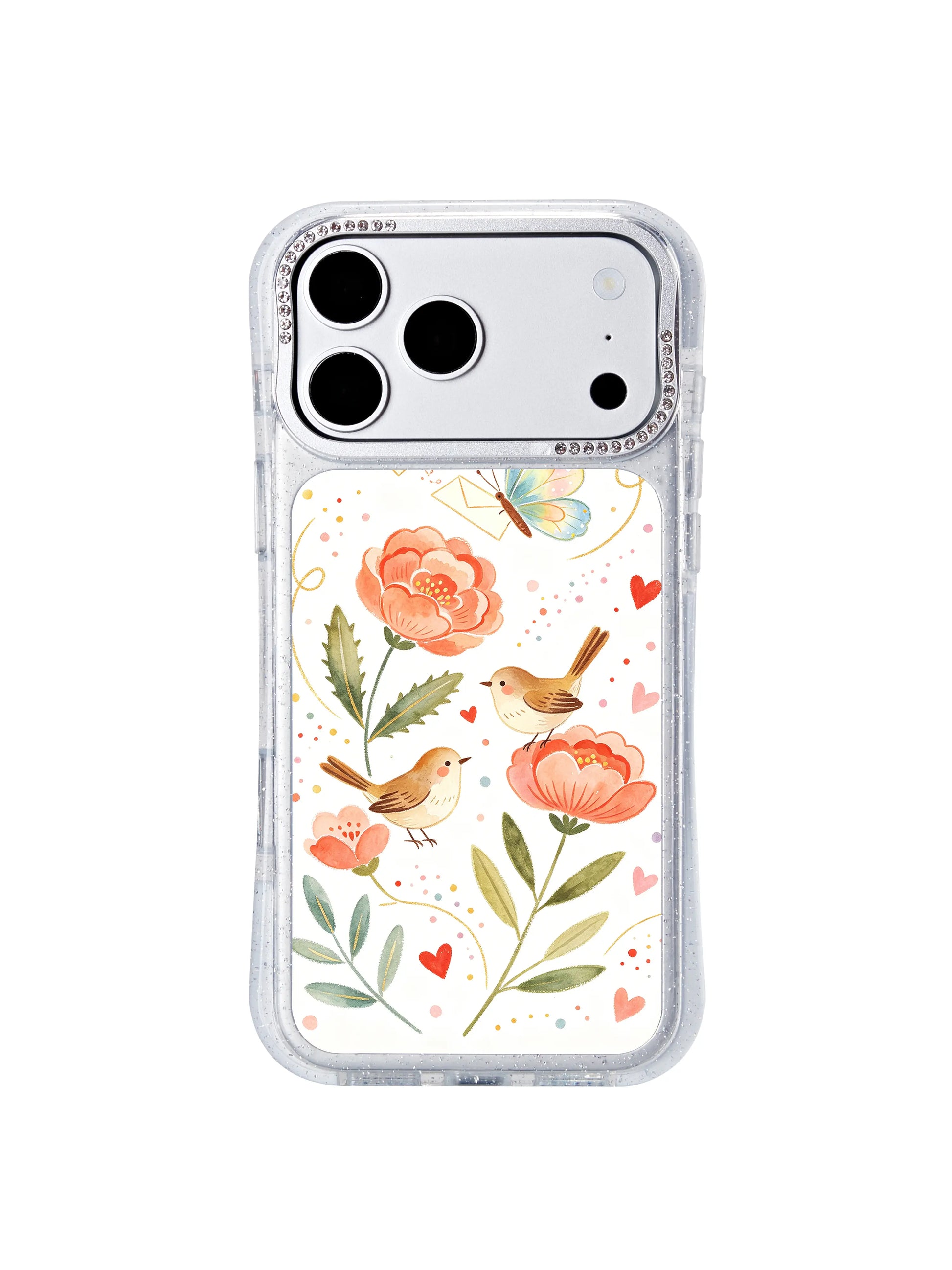 PhoneCasing MagSafe compatible iphone 17 pro Max casing featuring Aurelia Finch’s Butterfly Love Letter art, precision cut for seamless wireless charging.