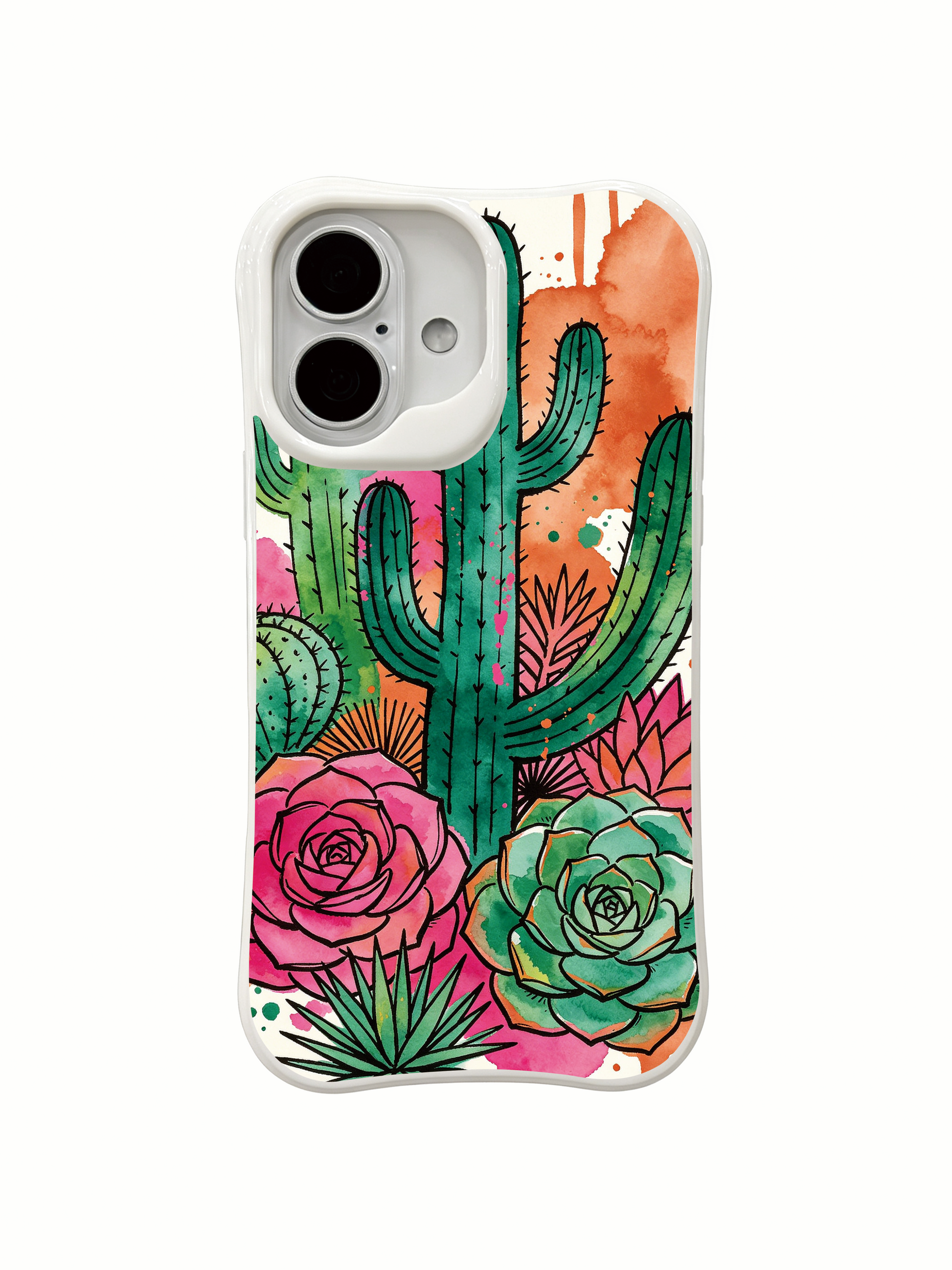 PhoneCasing Cactus Odyssey fine art iPhone 16 Case, original illustration by artist Matisse Dufré
