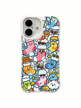 Sock monster artwork on an iPhone 16 Plus case
