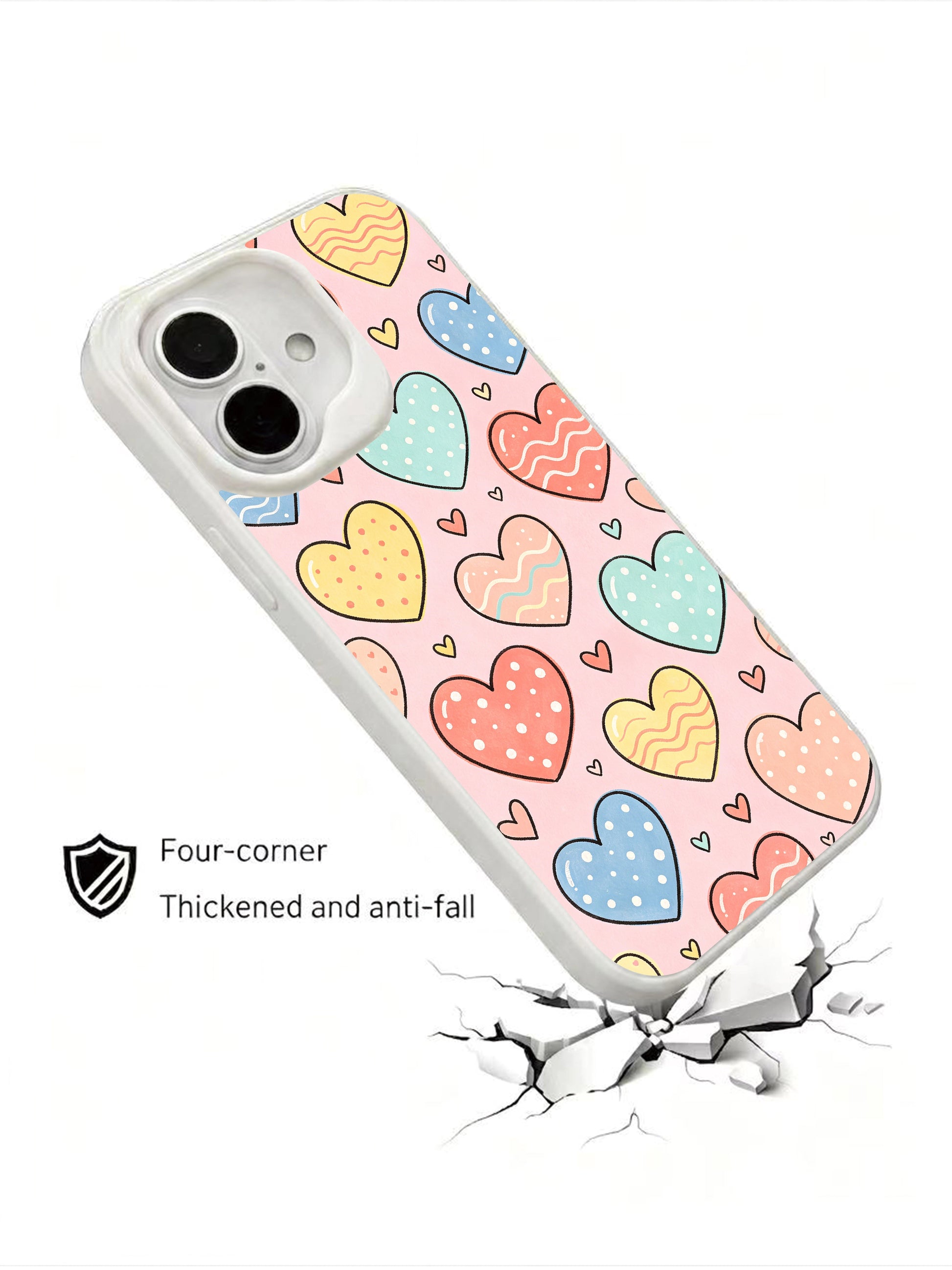 PhoneCasing Candy Wish Hearts Case for iPhone 16 Plus, a sweet iPhone 16 plus casing with pastel hearts and playful accents.