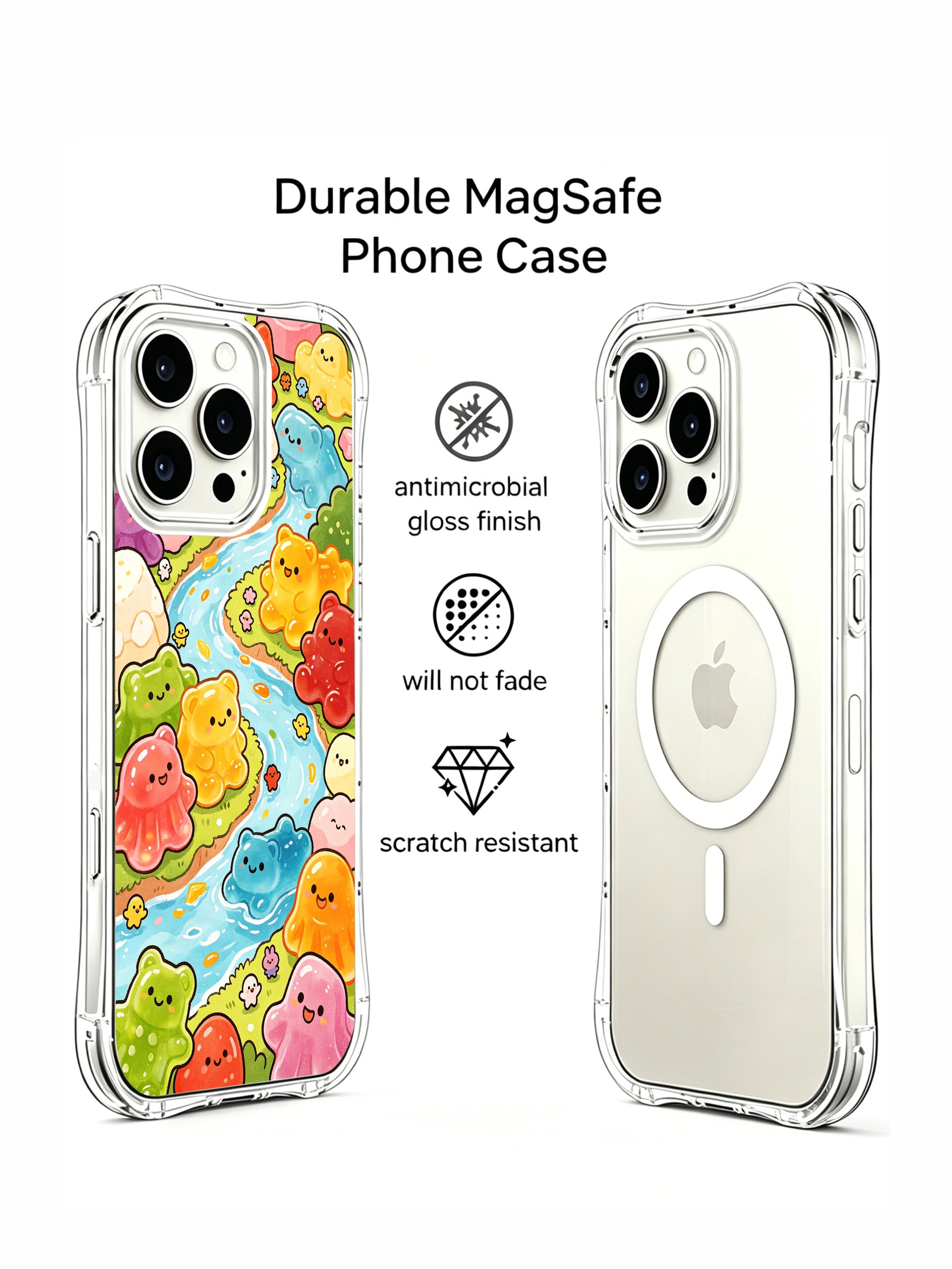 PhoneCasing iPhone 16 Pro Case showcasing the playful Gummy Zoo series by Milo Yun, premium durable art casing for iPhone 16 Pro.