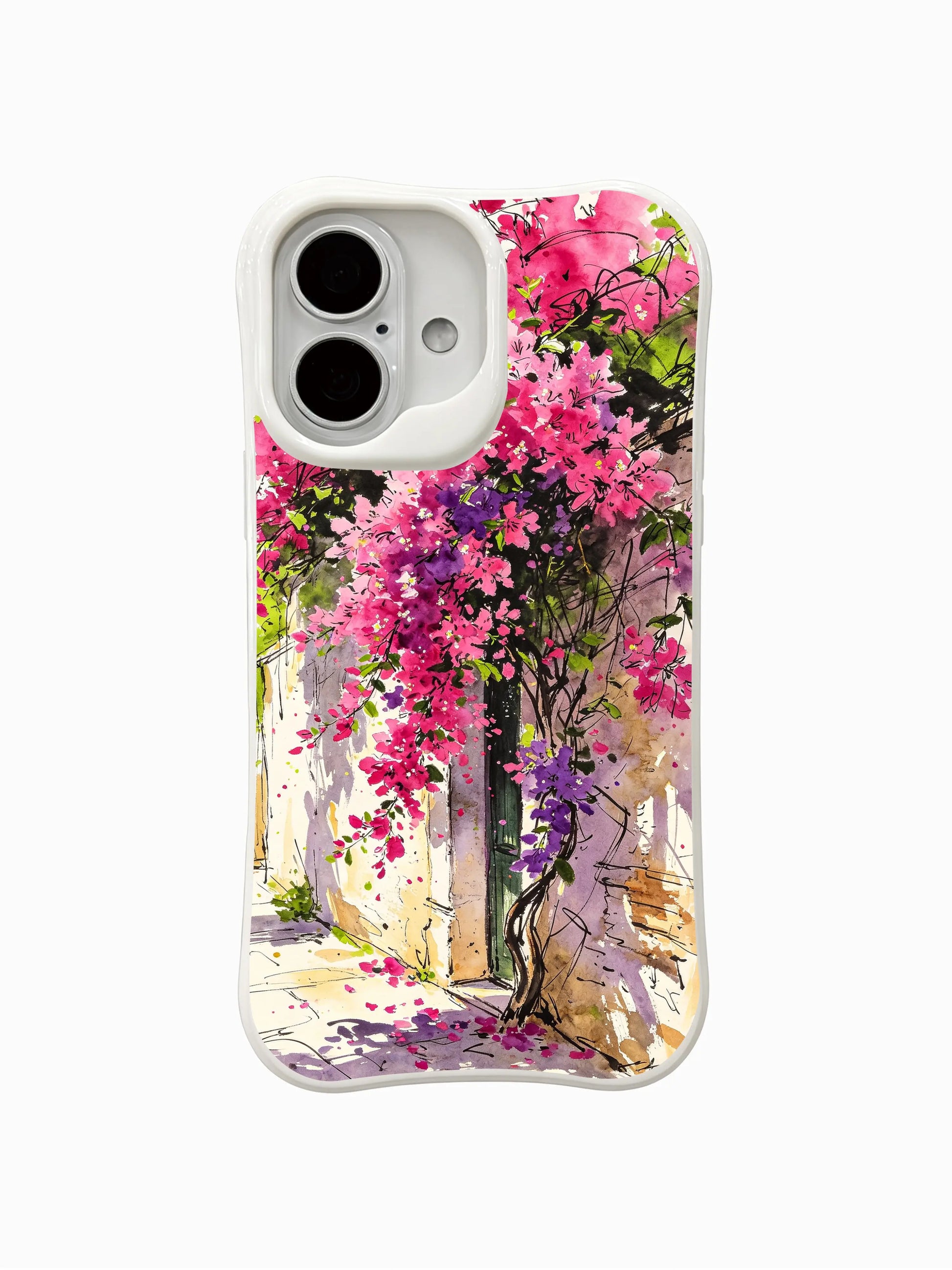 PhoneCasing Capri Bougainvillea fine art iPhone 16 Case, original watercolor illustration by artist Matisse Dufré