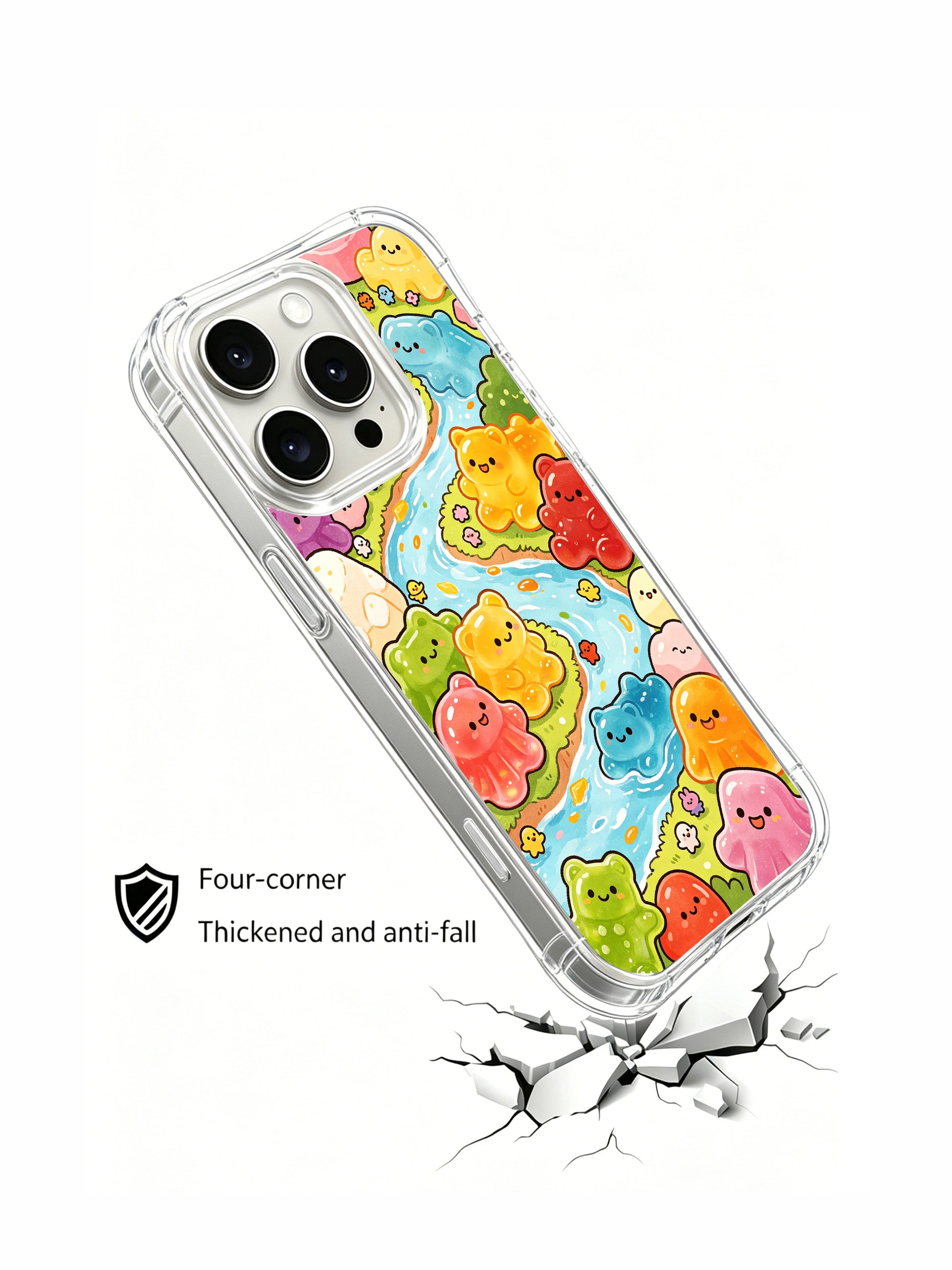 PhoneCasing iPhone 16 Pro Case with cartoon gummy animal illustration, exclusive Milo Yun design, California-crafted premium phone cover.