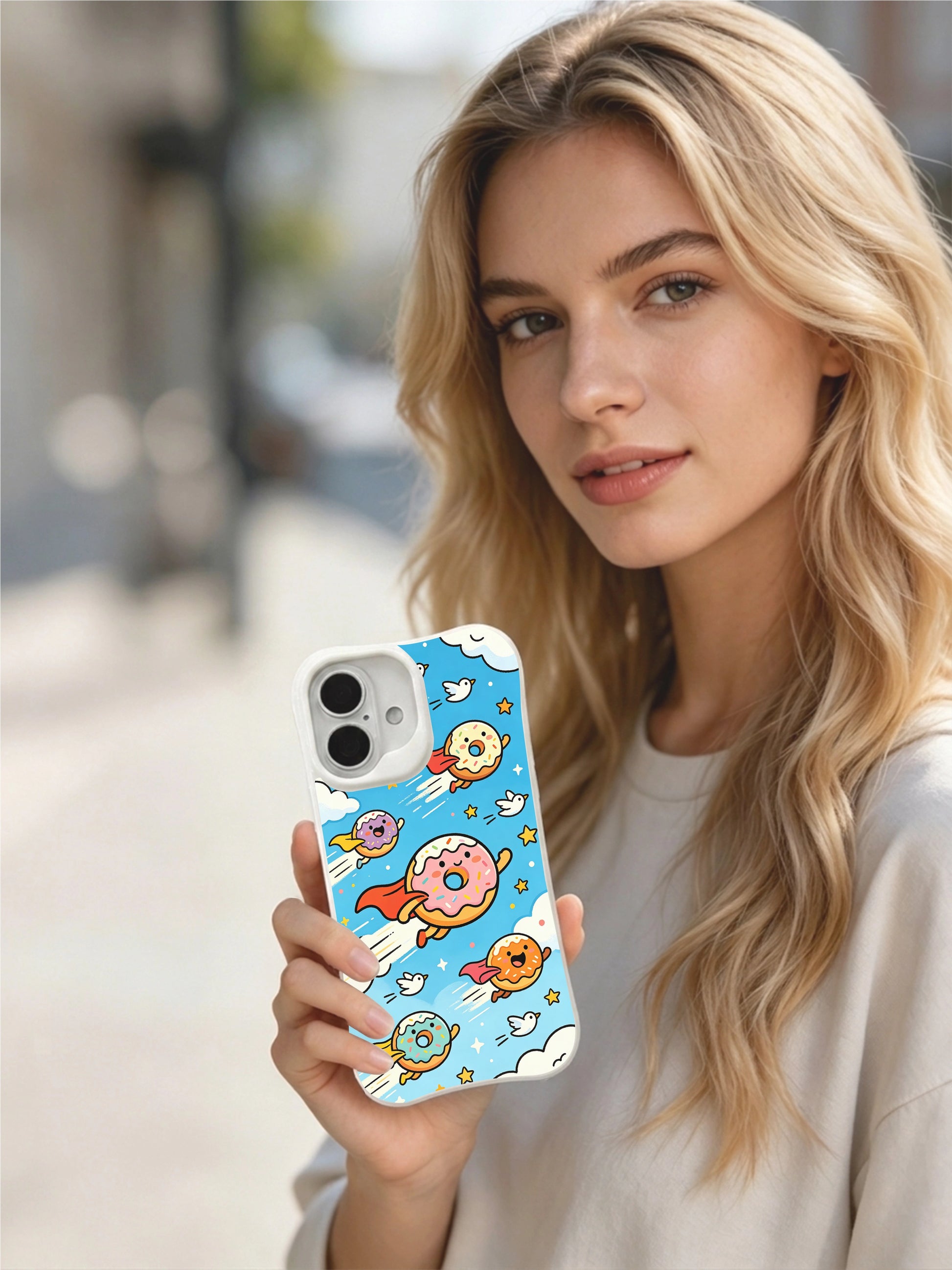 PhoneCasing cartoon sky fantasy iPhone 16 Plus Case, wearable fine art from Milo Yun’s original food collection.