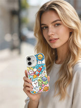 PhoneCasing cartoon sweet life iPhone 16 Plus Case, part of Milo Yun’s Ice Cream Valley wearable art collection for iPhone 16 Plus.