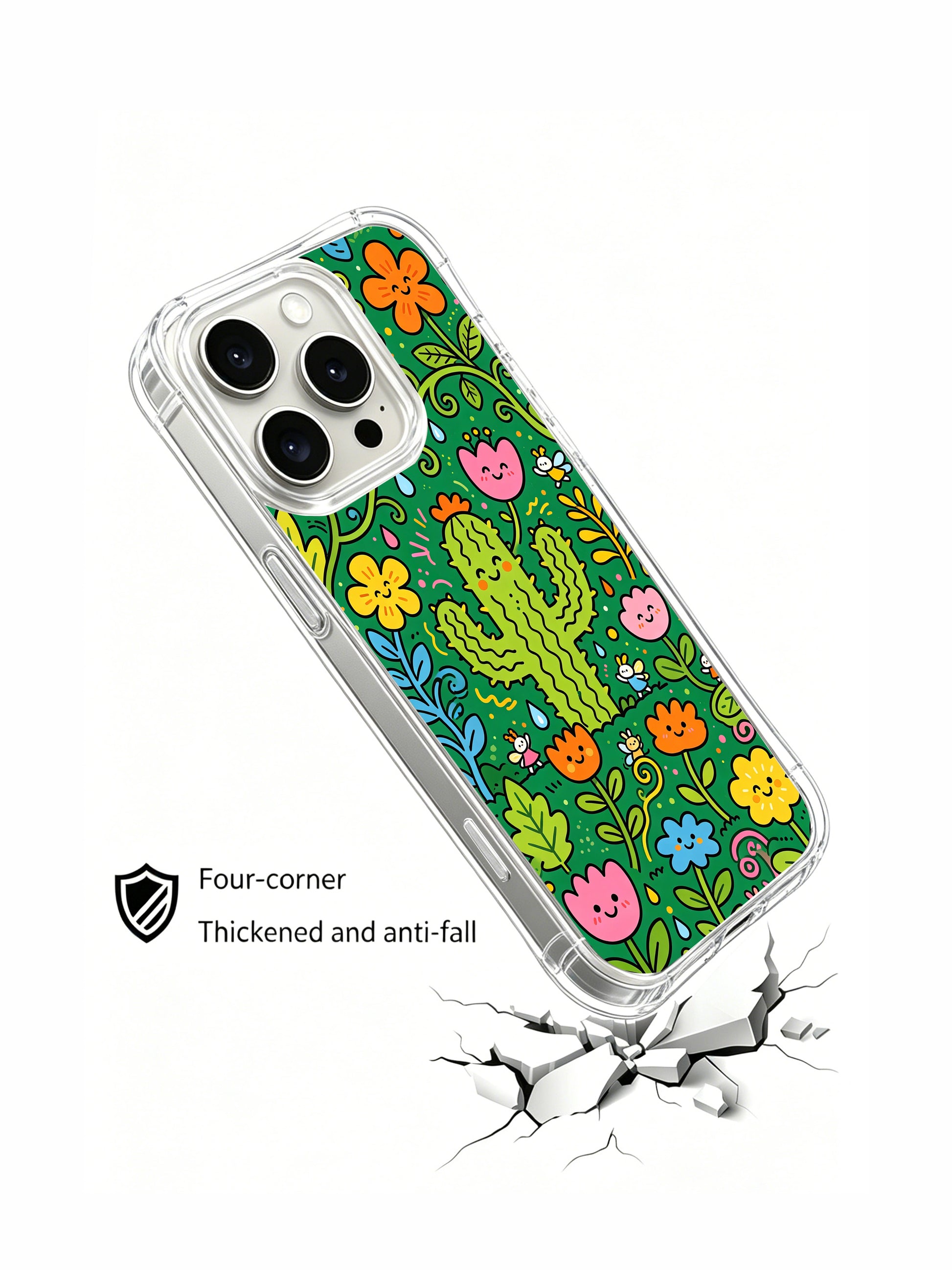 PhoneCasing iPhone 16 Pro Case with cartoon talking plant illustration, exclusive Milo Yun design, California-crafted premium phone cover.