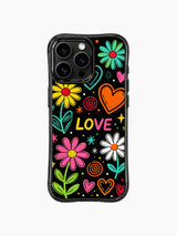 Casual Freehand Chalk Neon Daisy Heart Pattern görseli içeren iPhone 13 Pro Max kılıfı