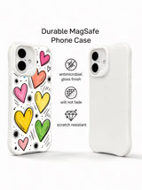 PhoneCasing casual line hearts iPhone 16 plus case, whimsical hand-sketched design, ideal iphone 16 plus casing for lovers of playful upbeat aesthetics