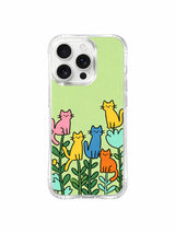 PhoneCasing iPhone 16 pro max scratch-resistant case with cats growing like flowers, a whimsical and eye-catching design.