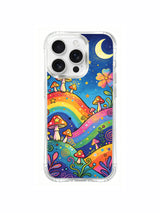 Star-collecting mushrooms in a meadow clearing artwork on an iPhone 16 Pro Max case