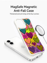 Checkerboard Heart Mosaic artwork on an iPhone 16 Plus case