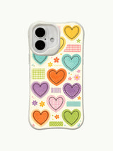 Sticker Nostalgia heart pattern on an iPhone 16 Plus case