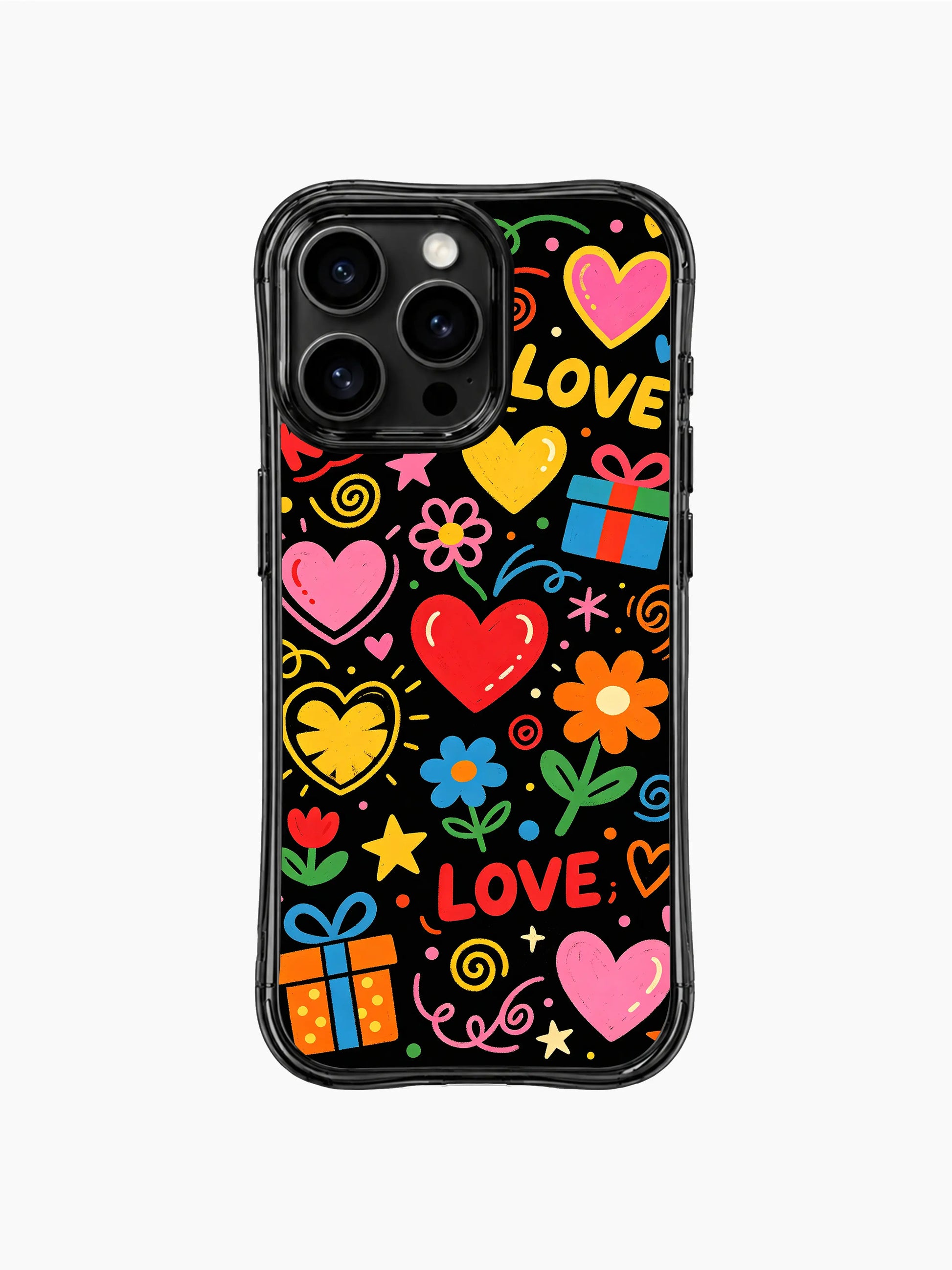 PhoneCasing iPhone 13 Pro Max cover expressive Valentine Street Party cartoon doodle artwork, representing lively joyful valentine celebration and warm bustling heartfelt holiday affection phone casing.
